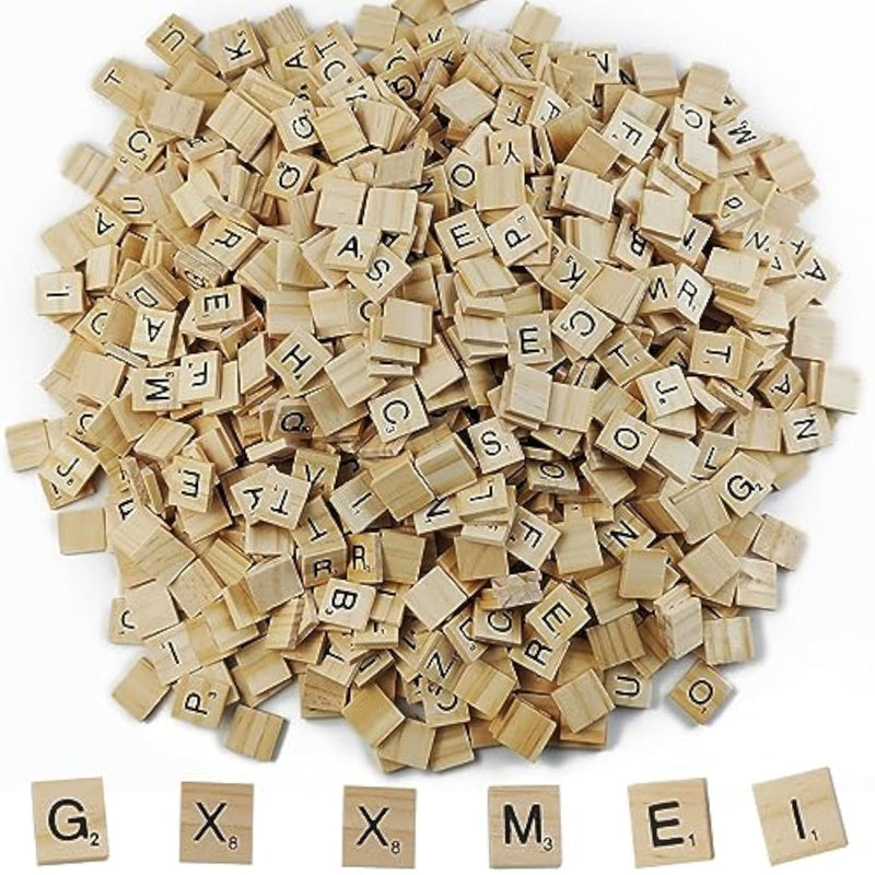 1000PCS Wooden Letter Tiles Alphabet Set for Crafts and Games, Replacement Tiles for Crossword Game