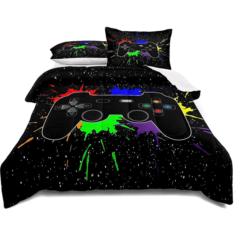 Gaming Bedding Set Twin Size Gamer Comforter Set For Boys Girls Kids Teens Sof