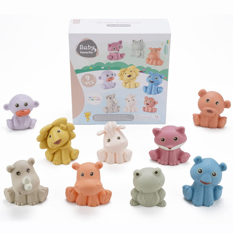 Baby Bath Toys For Babies 6 12 Months, 9 Pack No Hole Silicone Animal Batht
