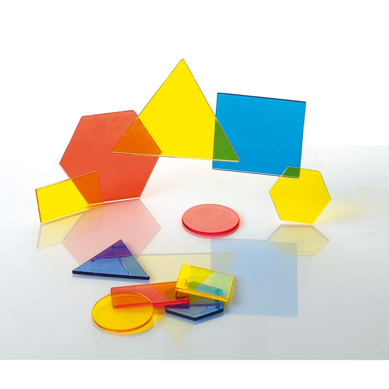 Transparent Attribute Blocks Mini Jar Set Of 60 Colorful, Plastic Shapes Li