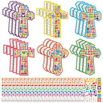 24 Sets Cross Mosaic Sticker Scenes Religious Cross Crafts Kits for Church or Home Activities