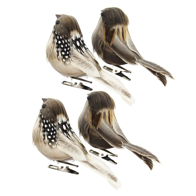 4Pcs Artificial Feathered Birds, Clip- On Artificial Simulation Foam Birds Spa