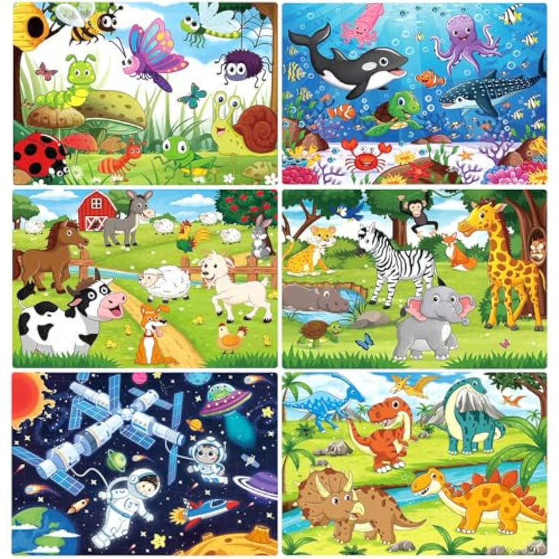 Puzzles For Kids Ages 4-6 4-8, Wooden Jigsaw Puzzles 48-60 Pieces For Toddler Children Learning Educational Puzzles 4 5 6 7 8 Year Toys For Boys And Girls (6 Puzzles)