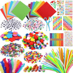 1500+ Pcs Pipe Cleaners Craft Supplies Kit with Pom Poms, Feathers & Wiggle Eyes
