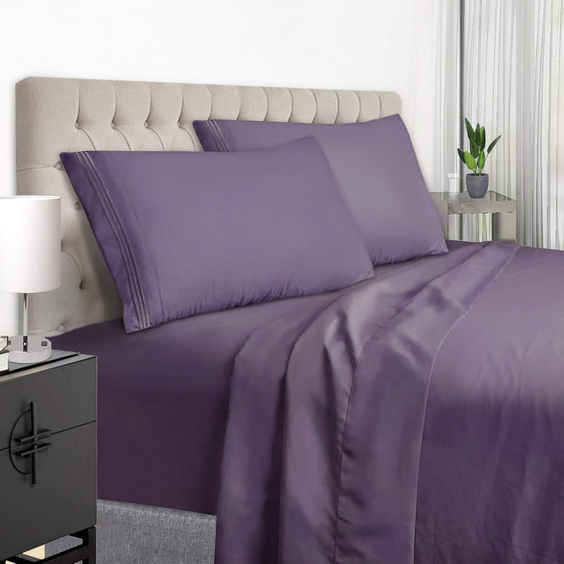Dark Purple Sheets For Queen Size Bed Set - Deep Pocket Queen Sheet Sets To 18