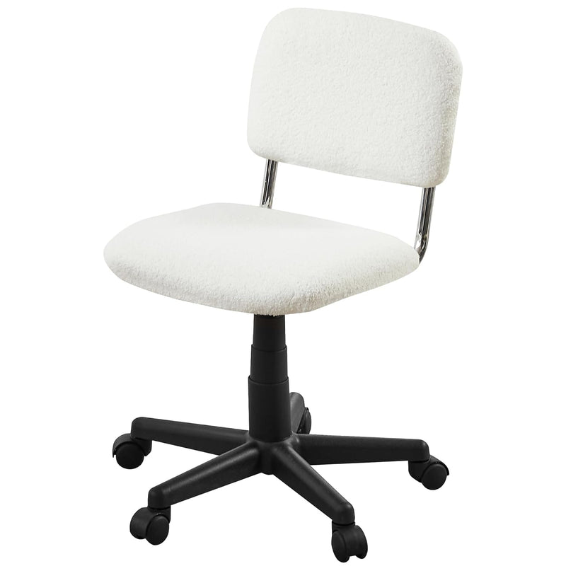 Faux Fur Comfy Height Adjustable Swivel Armless Home Office Sherpa Chair With