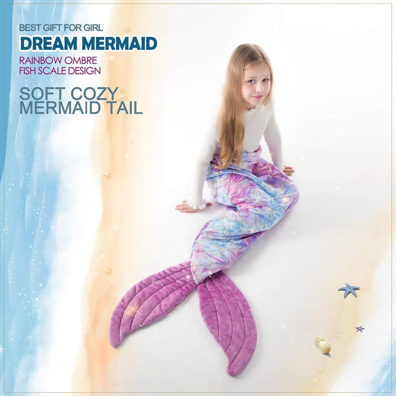 Mermaid Blanket For Little Girls, All Seasons Mermaid Tails Sleeping Bags Mult
