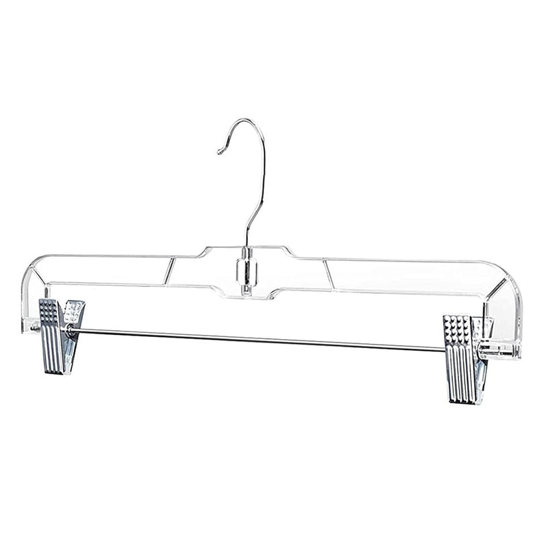 Skirt Hangers With Adjustable Non-Slip Clips - Clear Plastic Clothes Hangers Per