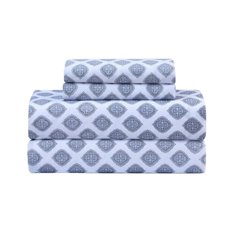 Feather & Stitch Softest 100% Cotton Sheets, 4 Pc Set, 300 Thread Count Percal