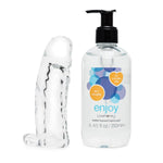 Mega Thick Clear Penis Sleeve Extender & Enjoy Water Based Lube 8.4Fl Oz - Male Sex Toys Bundle