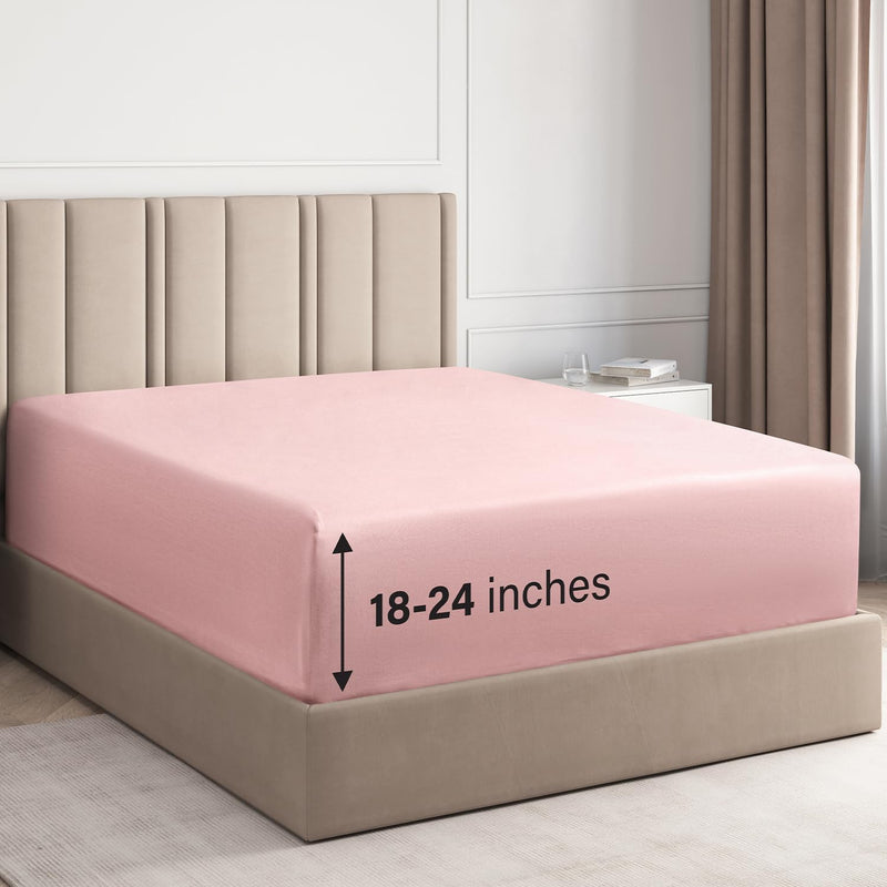 Extra Deep King Fitted Sheet - Hotel Luxury Single Fitted Sheet Only - Easily