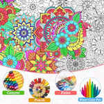 Giant Mandala Coloring Poster, Jumbo Floral Wall Art Craft for Kids & Adults