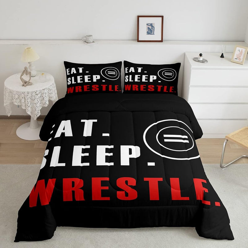 Wrestle Comforter Set Full Size Sports Theme Bedding Set For Kids Boys Girls T