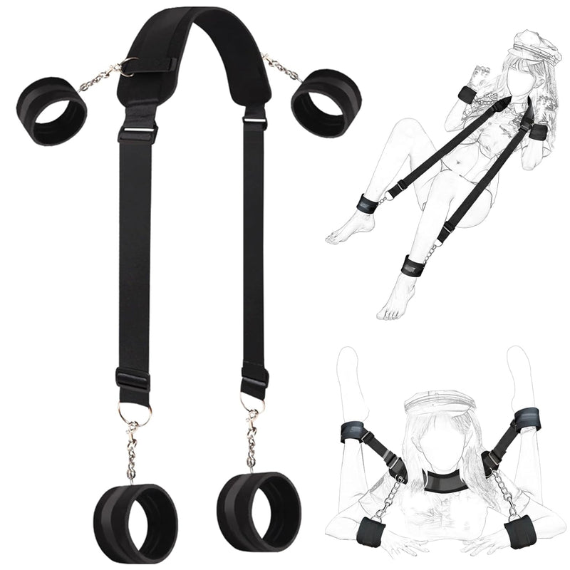 Bdsm Bondage Restraints KitSex Bondage Thigh Sling,With Adjustable Wrist Cuffs Legs Restraints Straps,Adult Sex Toy Sling,Bed Sm Adult Sex Toys For Couples, Black