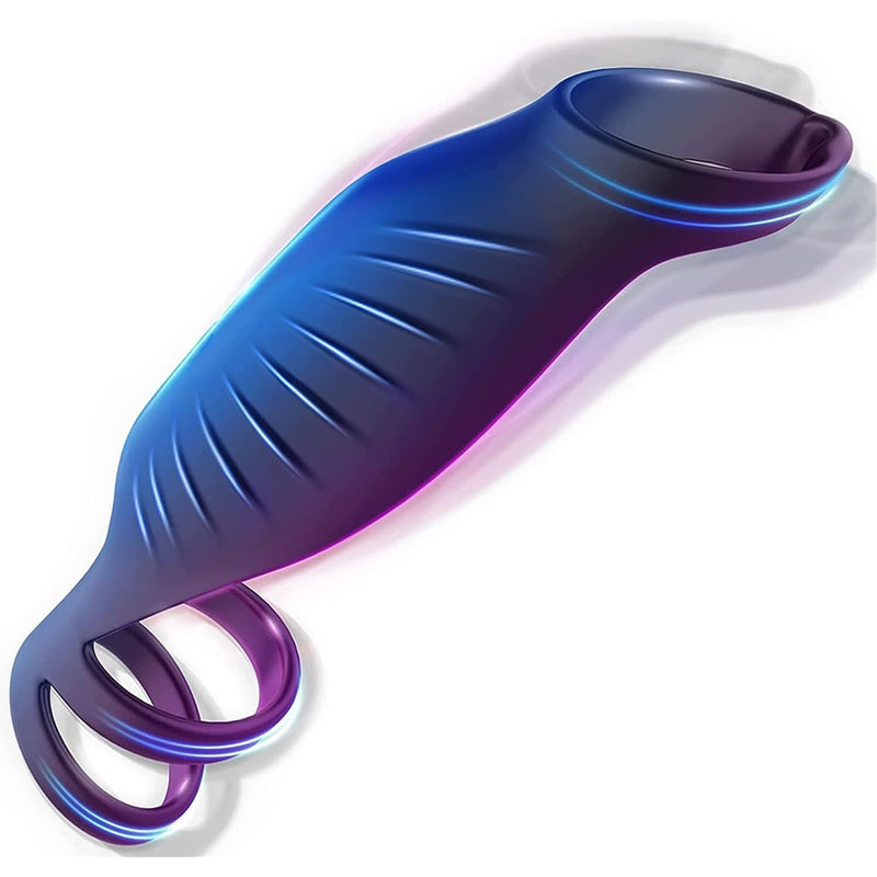 Vibrating Triple Cock Ring, Stretchy Penis Ring Couple Vibrator With 9 Vibration Modes Sleeve Extender, Rechargeable Waterproof Adult Sex Toys For Men Couples, 4.72 In Black