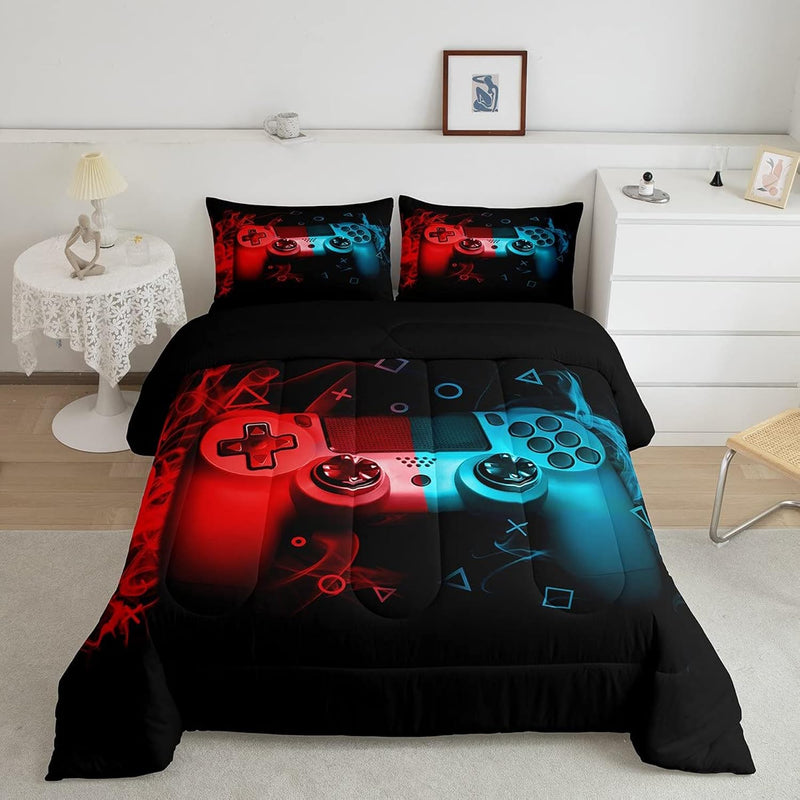 Gamer Comforter Set Queen Size Video Game Bedding Set For Boys Teens All Seaso