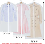 Garment Bags for Hanging Clothes, Set of 12 Suit Bags Dust-Resistant Clothes Cover Bags PEVA Breathable Clothes Protectors with Full Zipper for Closet Storage, 24” x 40”/47”/55”