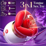 Vibrator Adult Sex Toys For Women Rose 3In1 Mouth-Shaped Sucking Vibrator, 10 Tongue Licking 3 Sucking Nipples Anal Clit Sucker Vibrater, G Spot Vibrators Powerful Clitoral Stimulator Couples Sex Toys