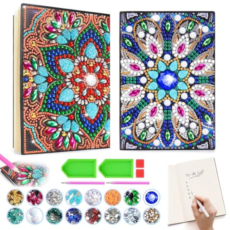 2 Pcs Diamond Art Painting Kit for Kids, Notebook & Gem Craft Set Ages 5-10