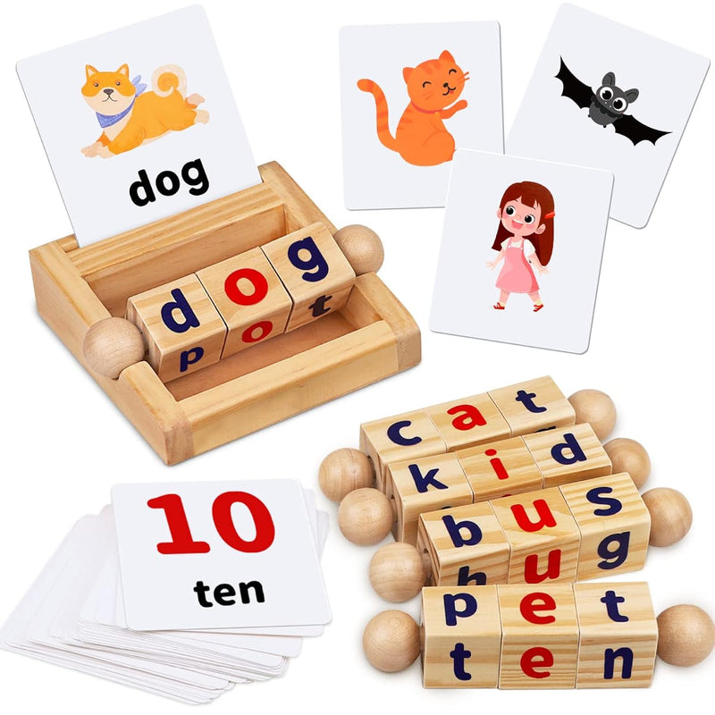 Montessori Toys For Toddlers 2 3 4 Years Old Wooden Reading Blocks Flash Ca