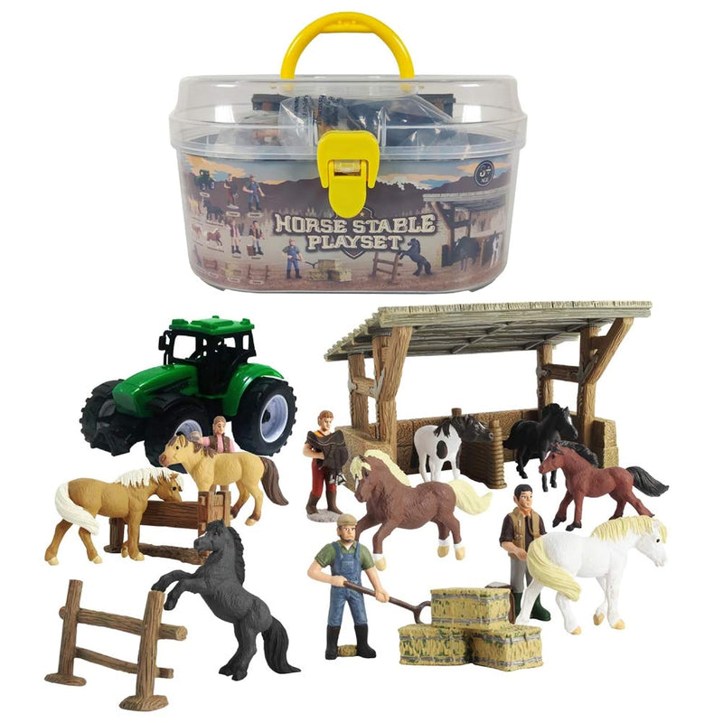 Horse Stable Playset Toys For Boys And Girls Ages 3 And Up Includes 8 Horse