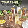 16OZ Glass Cups with Lids and Straws, Vintage Ribbed Glassware for Whiskey Cocktail Beer, Iced Coffee Cups with Lid, Glass Tumbler with Straw and Lid (2 PACK)
