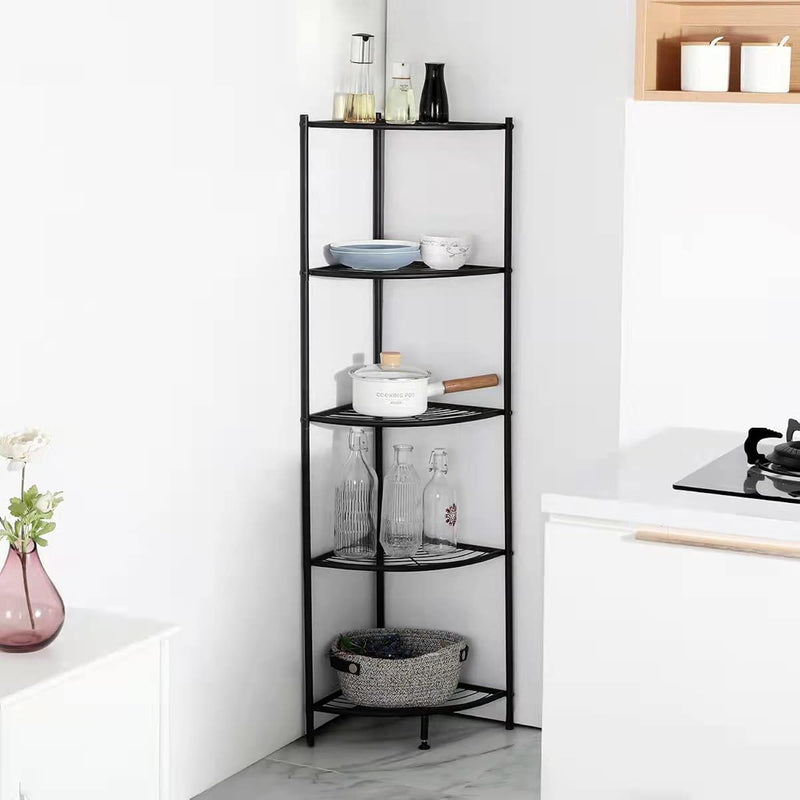 5-Tier Corner Shelf Stand Metal Wire Corner Shelving Display Unit Storage Furn
