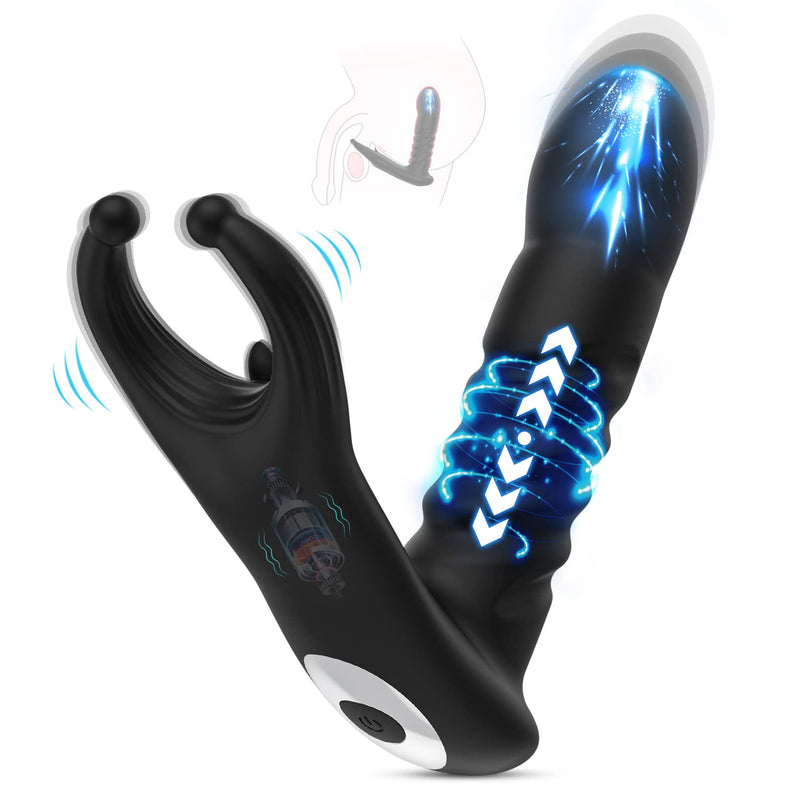 Thrusting Anal Vibrator - Vibrating Prostate Massager With 7 Thrusting & Vibration, Male Anal Butt Plug Toys With Remote Control, Dual Stimulation, Vibrator Anal Plug Sex Toys For Men & Women