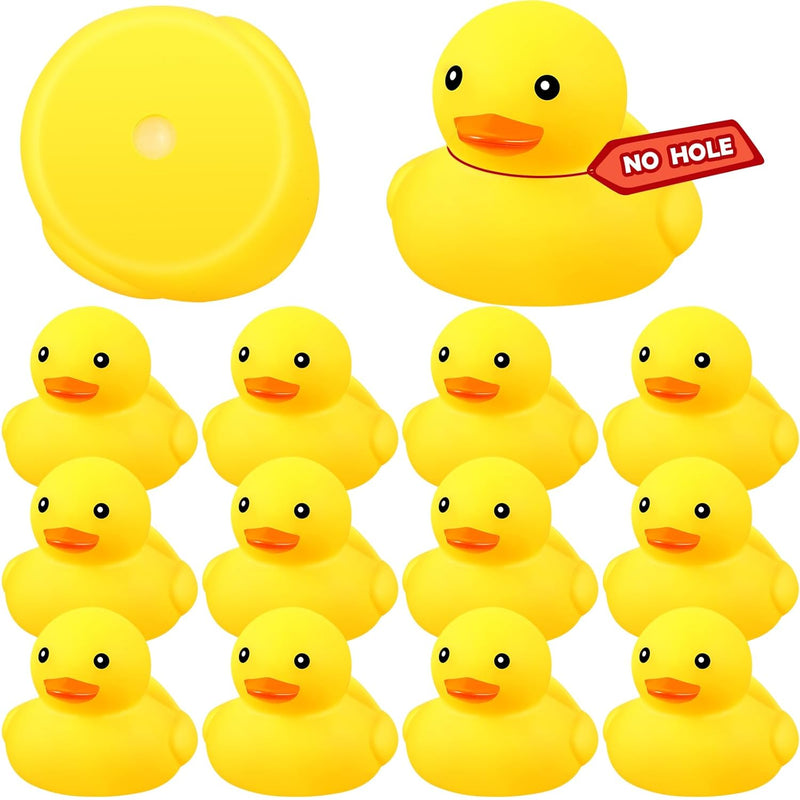 DEEKIN 12 Pcs 2.2 Inch Waterproof No Hole Yellow Rubber Ducks Duck Bath Toy