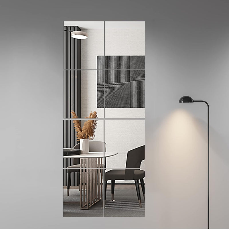 Full Body Length Mirror Tiles Wall Mounted, 14'' X 12'' For Bedroom, Home Gym,