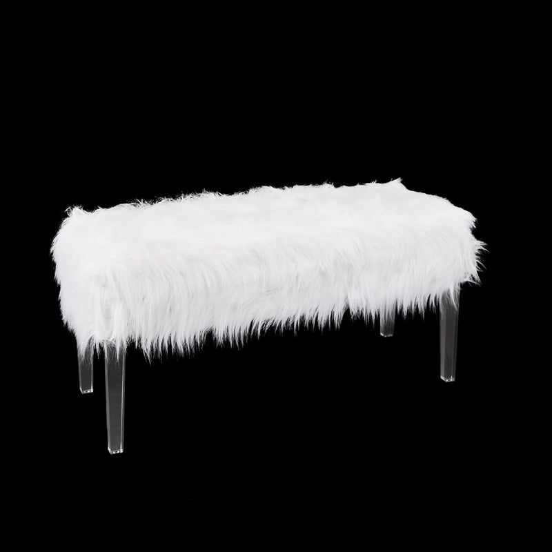 Vanessa Fur Storage Bench, White