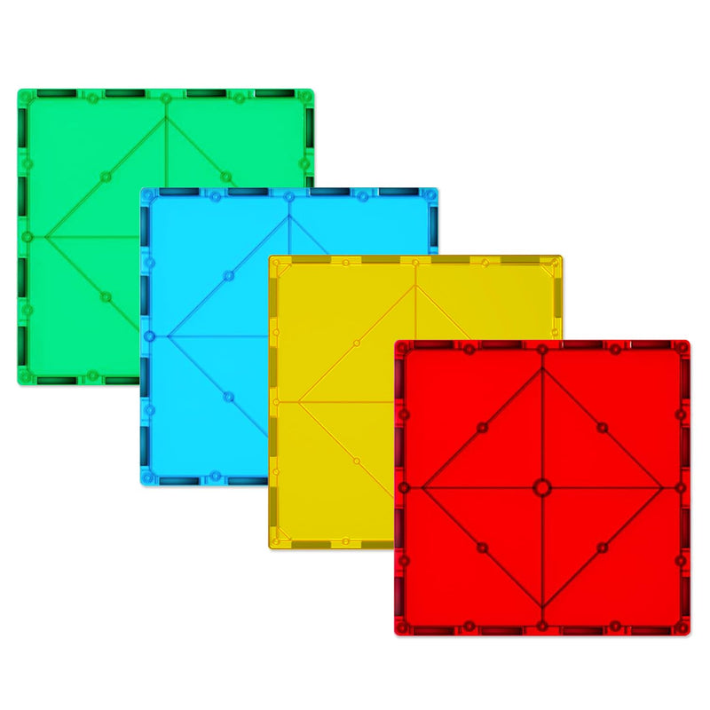 Large Magnetic Tiles Set 4 Piece Square Shape Building Blocks For Stem Lear