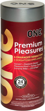 Premium Pleasures Latex Condom Variety Pack with Brass Pocket Case, 24 Count