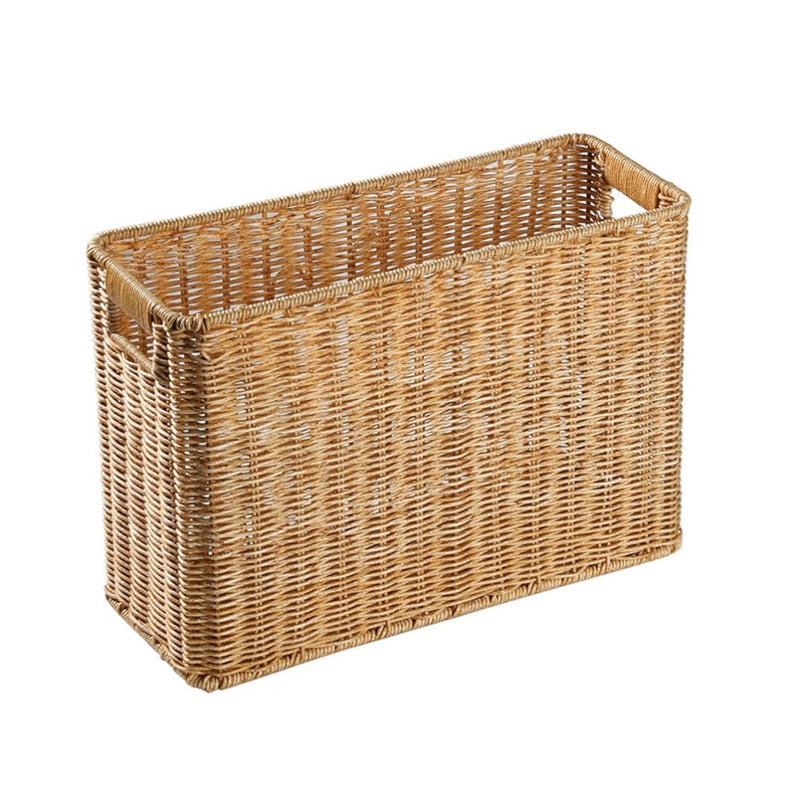 Woven Magazine Holder Magazine Wicker Basket Natural Narrow Rattan Magazine Hold