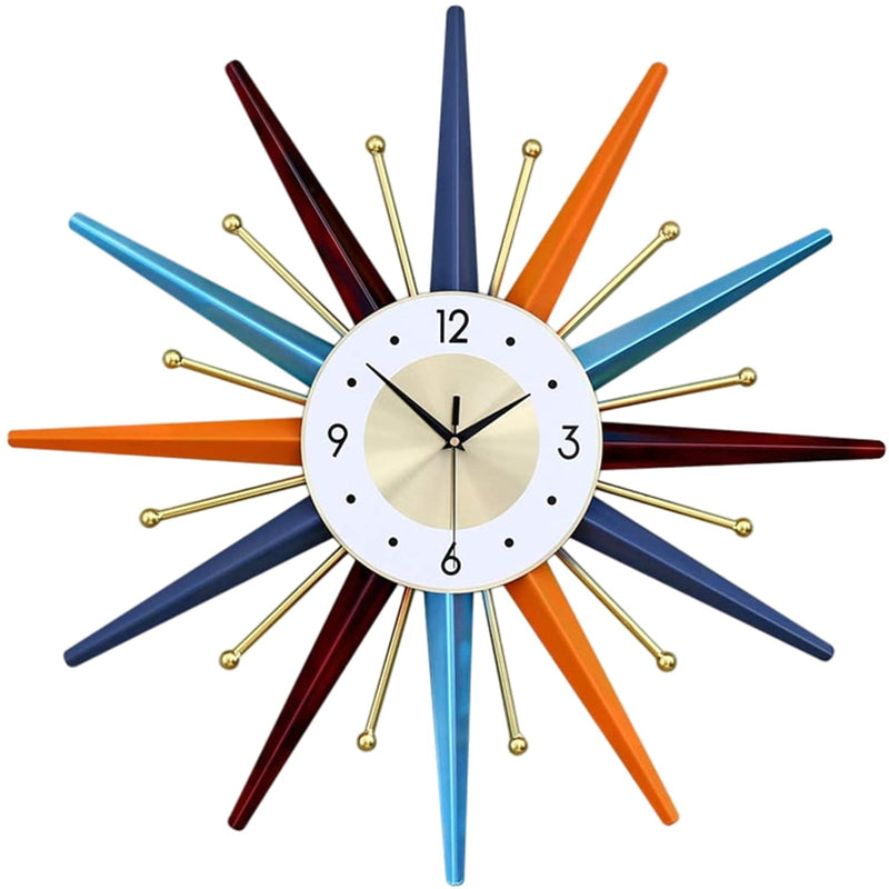 Large Wall Clock 22 Inch Modern Wall Clock Starburst Mid-Century Modern Decor