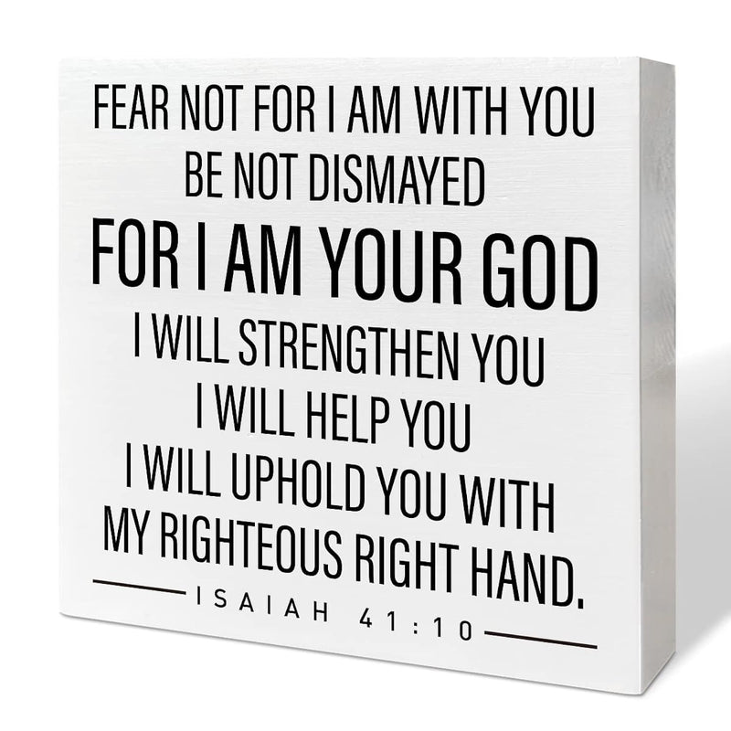 Inspirational Christian Desk Box Sign Decor, Fear Not For I Am With You, Home