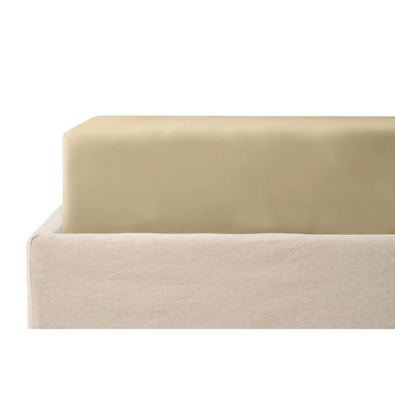 Feather & Stitch King Fitted Sheet Beige 17 Inch Deep Pocket Bottom Sheet 400
