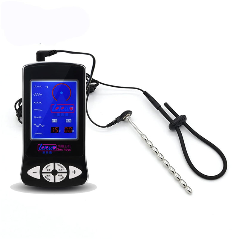 Male Adjustable Penis Ring Metal Multi-Bead Urethral Sound Urethral Plug Electric Shock Cock Ring