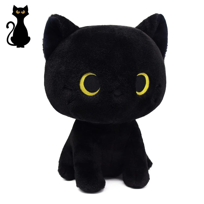 Black Cat Plush Toy, Cute Black Cat Stuffed Animals Kawaii Black Cat Plushi