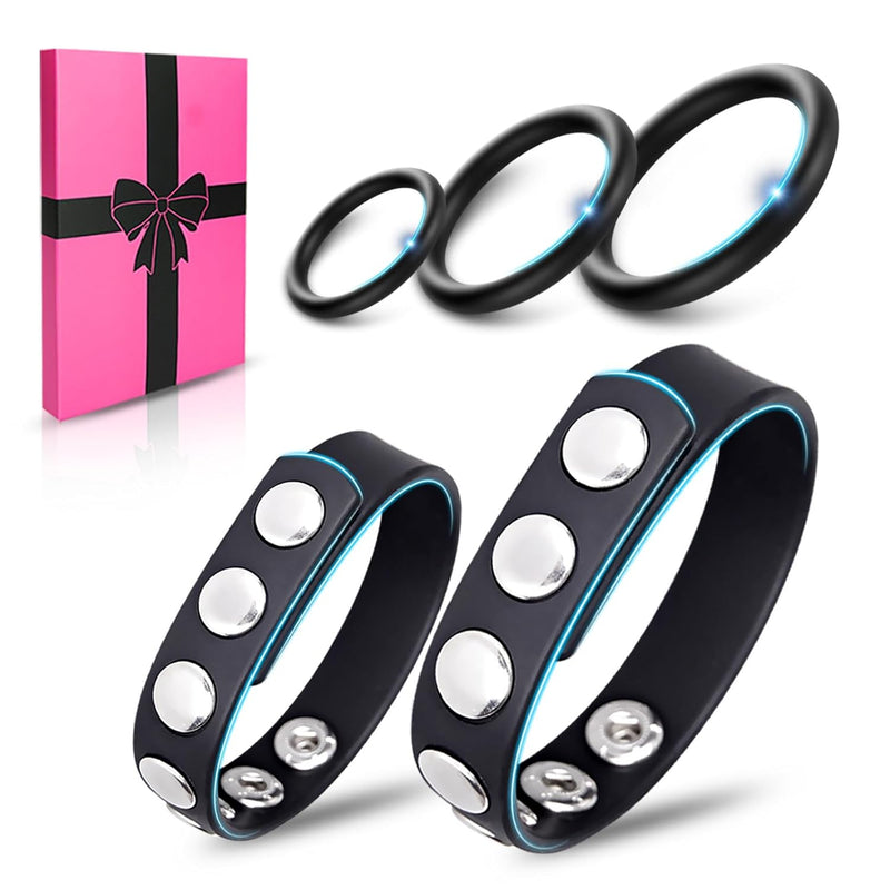 5-Piece Soft Silicone Cock And Ball Ring Set Sex Toy Black, Adjustable Cock Peni Ring For Male Erection Enhancing And Sex Longer Lasting Stronger Adult Toys Games For Gay Men Women Couples Pleasure