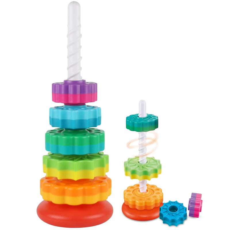 Baby Spinning Stacking Toys For Toddlers 1 3, Rainbow Ring Stacker Montesso