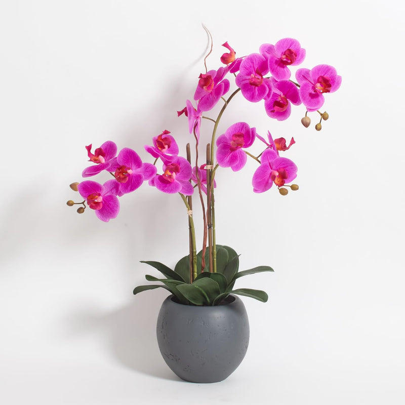 Faux Pink Orchid Plant, Premium Artificial Indoor Flower Display Stands 25-Inc