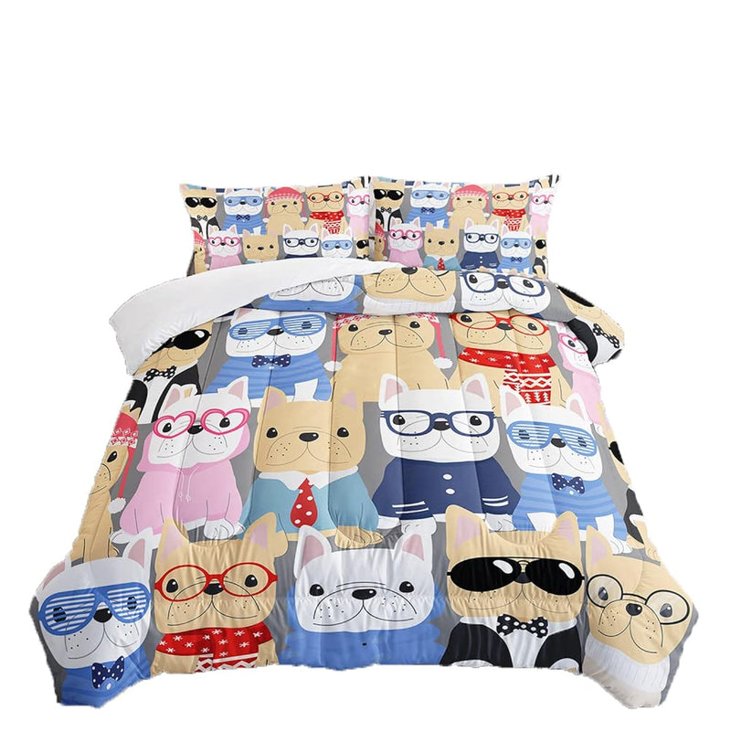 3D Cartoon Glasses Dog Bedding Set For Kids,Color Lovely Dogs Ultra Soft All S
