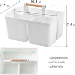Portable Shower Caddy Basket Plastic Cleaning Caddy Organizer Storage Tote with Handle for Bathroom, College, Dorm Room Essentials, White