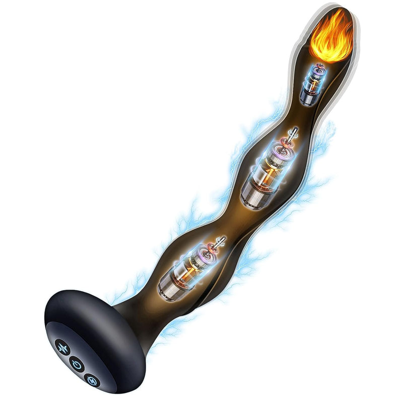 Anal Vibrator Butt Plug Silicone Vibrating Heating Shocking Anal Beads Prostate Massager G-Spot Stimulation With 5 Electric Shock Intensities 10 Vibration Modes For Men Women Couples