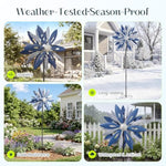 84 Inch Outdoor Metal Windmill, Kinetic Garden Sculpture for Patio & Lawn