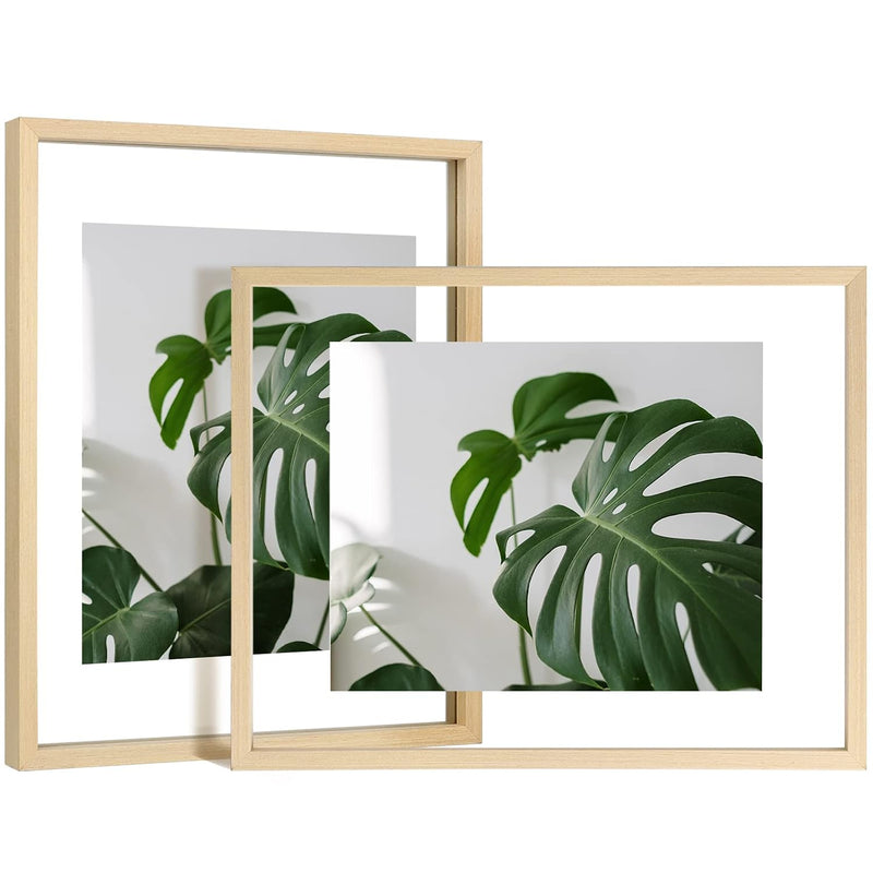 2 Pack 11 x 14 Double Plexiglass Picture Frames, Solid Wood Tabletop & Wall Display