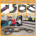 Slot Car Race Track Sets With 4 High-Speed Racing Car, Battery Or Electric Race Car Track For Boys And Kids, Dual Racing Game Lap Counter Circular Overpass Track, Gifts Toys For Boys Kids Age 6 7 8-12