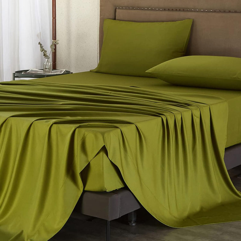 100% Viscose From Bamboo Cooling Sheets Set 4Pcs Extra Deep Pocket Queen Sheet