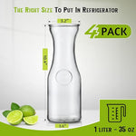 Set of 4 Glass Carafe with Lid, 1 Liter Beverage Serveware Carafe, Clear Glass Pitcher for Mimosa Bar, Brunch, Cold Water, Juice, Milk, Iced Tea, Lemonade